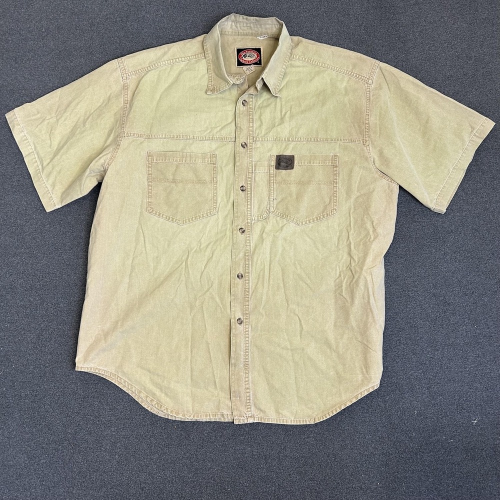 Australian Outback Collection Shirt Mens XL Beige Button Up Short Sleeve Canvas
